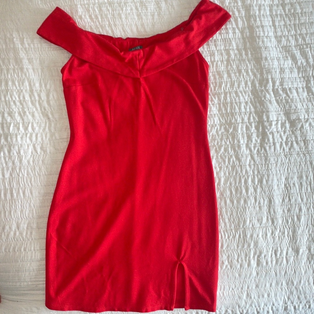 Bright Red off shoulder mini dress
